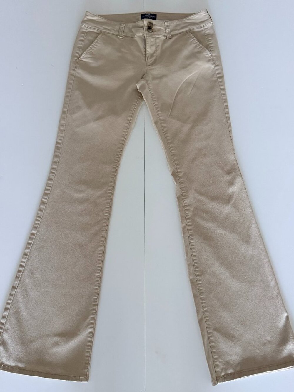 American Eagle Pants Womens 2 Reg Khaki Artist Flare Stretch Tan Casual Chino